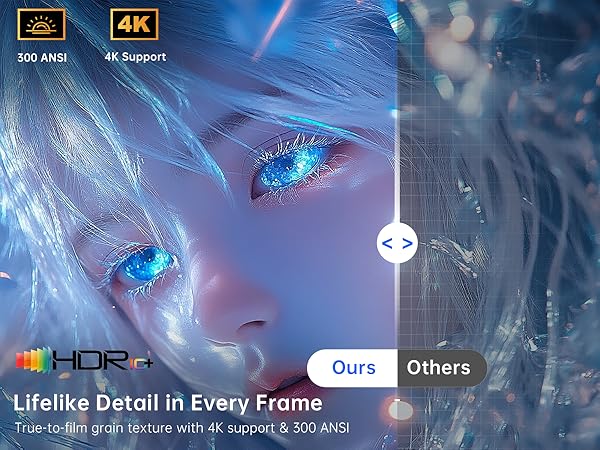 Native 1080P Portable Projector 4K Support