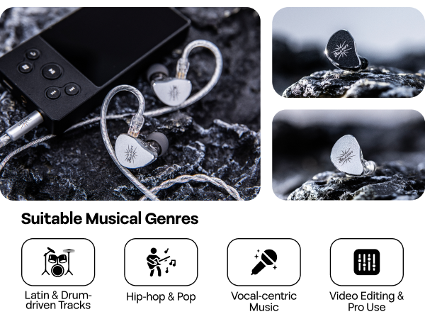 Linsoul Kiwi Ears Belle 10mm DLC Dynamic Driver in-Ear Monitor, HiFi Wired Earbuds