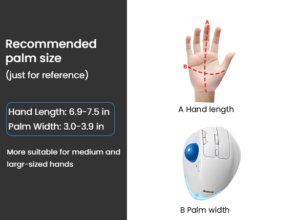 Wireless Trackball Mouse, Ergonomic Bluetooth Rechargeable Computer Mouse