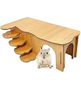 Hamster Hideout Syrian Hamster Wooden Hide Hut with Climbing Ladder Tunnel Multi Chamber Explorin...