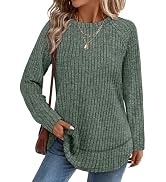 WIHOLL Long Sleeve Shirts for Women 2026 Fall Sweaters Lightweight Casual Tunic Tops Loose Fit Wi...