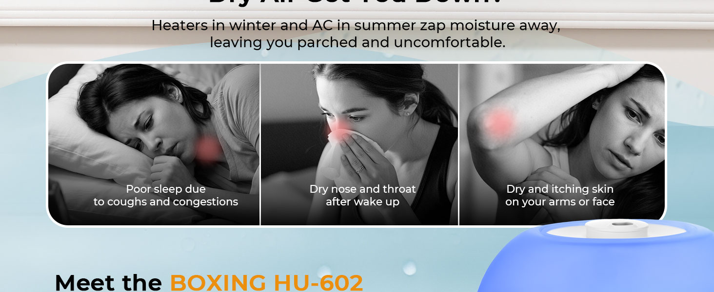 humidifier help with dry air problems like dry nose, congestions and itchy skin