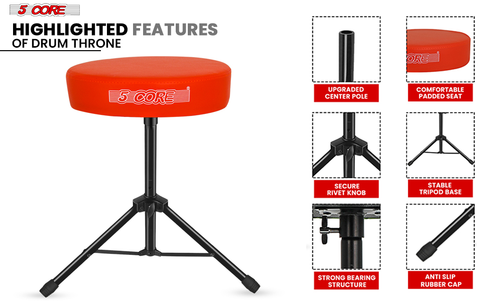 Drum Throne Padded Guitar Stool Music Chair for Adults and Kids