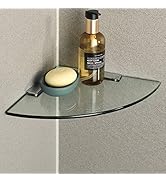 SAYAYO Glass Corner Shelf for Wall, Tempered Floating Glass Shelves for Bathroom 1 Pcs, Clear