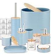 IMAVO Bathroom Accessory Set-11Pcs Blue Bathroom Accessories Set with Trash Can,Soap Dispenser,So...