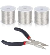 BENECREAT 984Ft 3 Rolls Silver Plated Copper Wire with Pliers, 26 28 32Gauge Diameter Jewelry Cra...