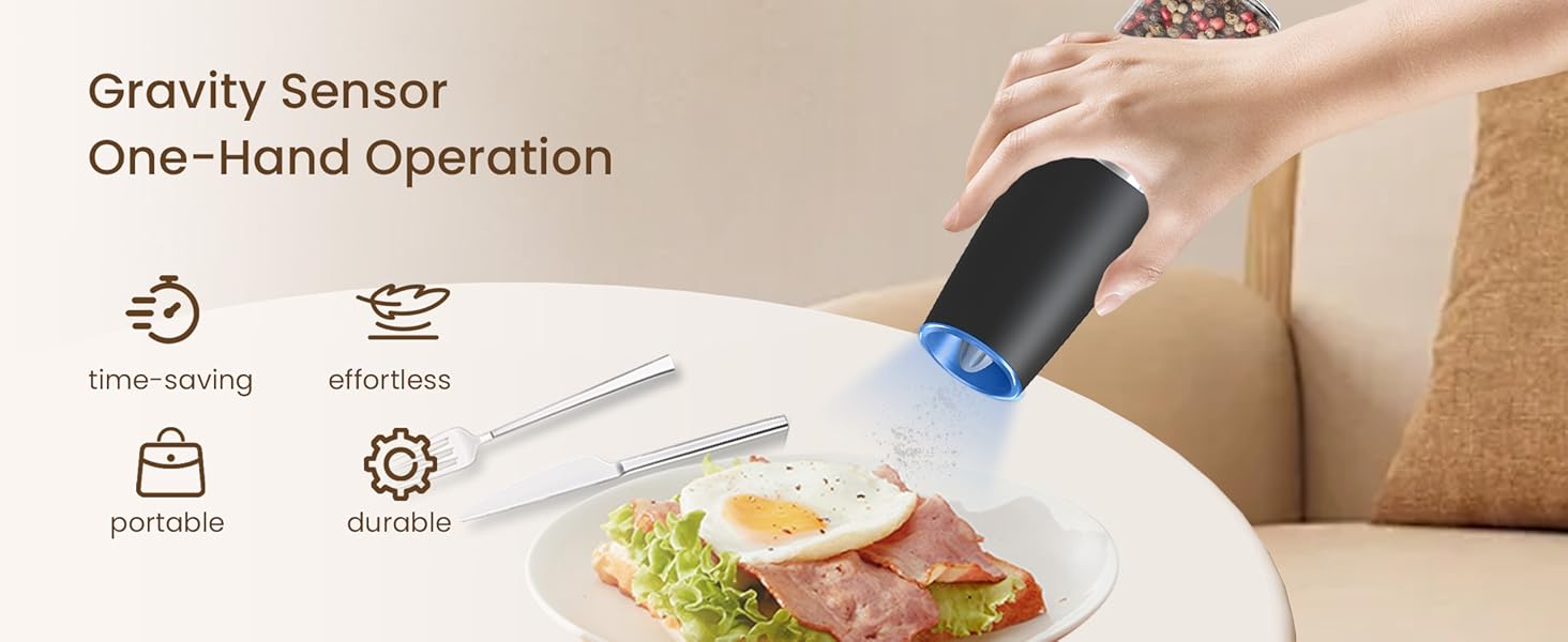 KIARYUOLL Gravity Electric Salt And Pepper Grinder Set
