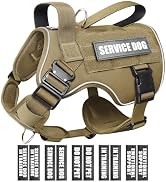 WINSEE Tactical Dog Harness for Large Dog, Heavy Duty Service Dog MOLLE Vest with 10 Pet Patches,...