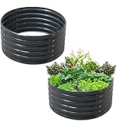 FORTUNO High Round Galvanized Raised Garden Bed Kit Box Dia 3 x H 1.5Ft (2 Pack) Metal Outdoor Fl...