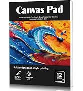 12 Sheets Canvas Paper Pad 9”x12”, 350 GSM Canvas Sheets Glue Bound Canvas Sketchbook for Adults ...