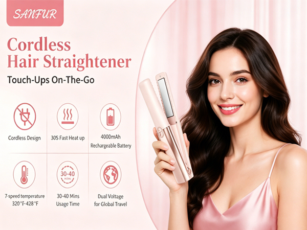 Cordless Hair Straightener Dual Voltage Mini Flat Iron Curler