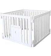 RIZZARI Foldable Plastic Dog Playpen, 4 Panels Pet Fence with Doors for Small Cats and Dogs, Port...