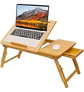 Laptop Lap Desk, COIWAI Laptop Desk for Bed, Bamboo Adjustable Angle and Height, Foldable Table S...
