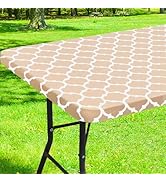 Smiry Rectangle Picnic Table Cover, Waterproof Elastic Fitted Camping Tablecloths for 6 Foot Tabl...