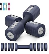EAST MOUNT Adjustable Weight Dumbbells Set of 2, 8 in 1 Hand Weights for Women 2lb/3lb/4lb/5lb/6l...