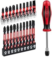 Geinxurn Changeable Head Manual Screwdriver Set Include 1Pcs Quick Change Screwdriver and 20Pcs I...