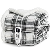 blunique Heated Blanket Electric Throw-50''x60''Ultra Soft Cozy Plaid Flannel Fast Heating Electr...