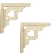Mcredy 2 PCS Decorative Shelf Brackets 6 Inch Triangle Wall Mount Unfinished Solid Wood Heart She...