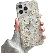 Huahuacase Compatible with iPhone 13 Pro Max Case, Compatible with MagSafe, Clear Fresh Floral Pa...