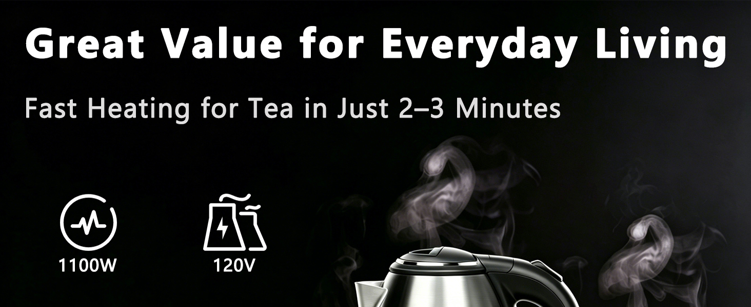 Electric Kettle, Stainless Steel 1.8 Liters Tea, Coffee Kettle &amp;amp; Hot Water Boiler,