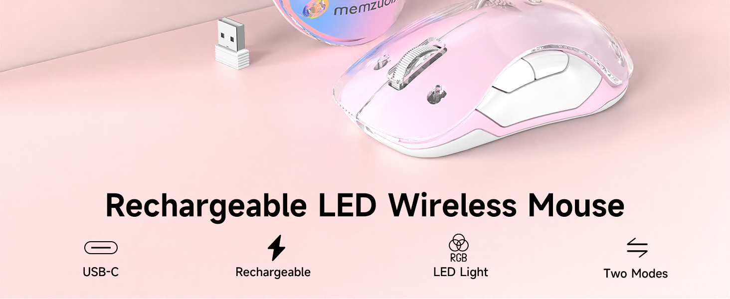 LED wireless mouse pink
