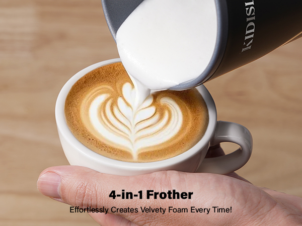 4-in-1 Frother – Effortlessly Creates Velvety Foam Every Time!