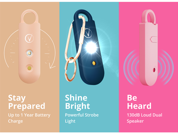 Vantamo Personal Alarm Women Loud Rechargeable Strobe Light Safety Safe Self Defense Keychain Device