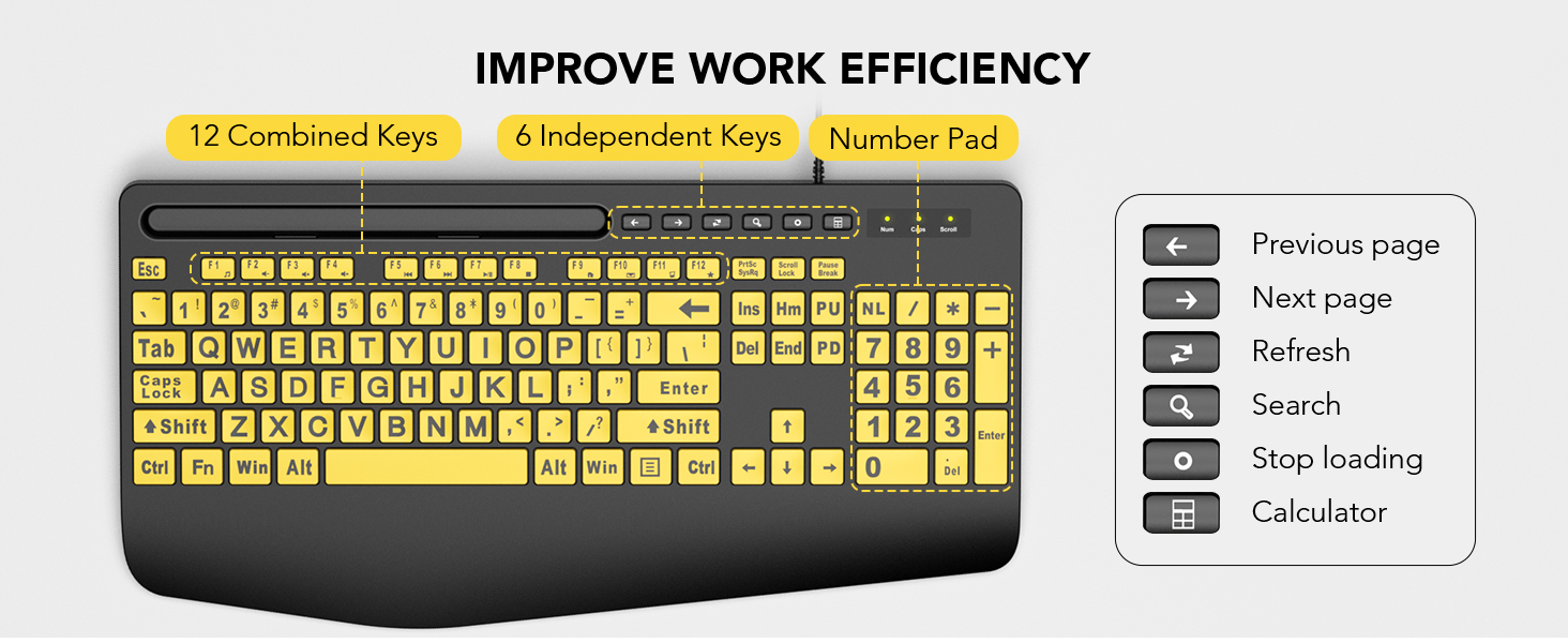 high contrast keyboard Shortcut keys Comfortable 