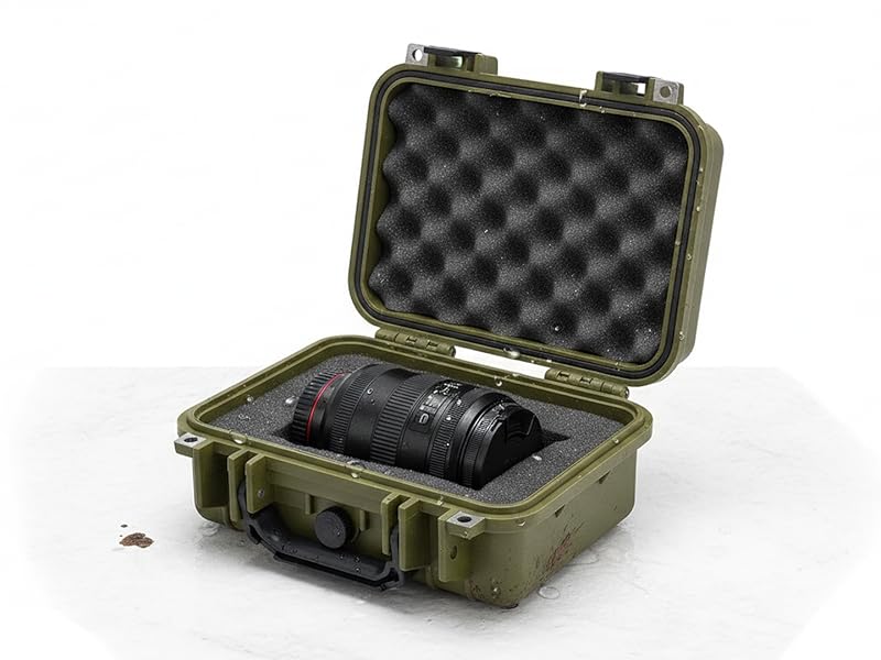 Green small hard case with foam