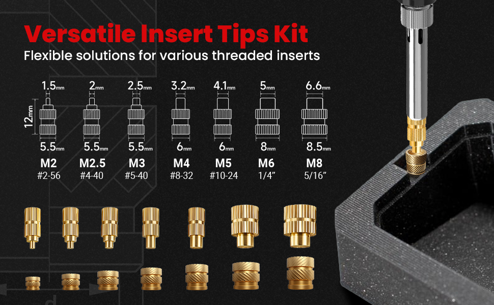 8Pcs Soldering Tips/Heat Set Insert Tips for Thread Inserts -1-2