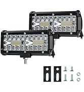 4WDKING 7 Inch LED Light Bar, 2PCS 240W 24,000LM Offroad Fog Light Driving Light Pods with Spot F...