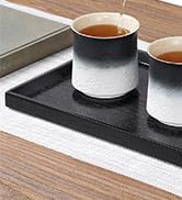 ZENS Vintage Japanese Tea Set, Gradient Embossed Ceramic Japanese Teapot with 4 Teacups, Hemp Rop...