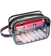 Lermende Clear Toiletry Makeup Bag, 2 Layer Clear Makeup Pouch for Travel Portable Makeup Organiz...
