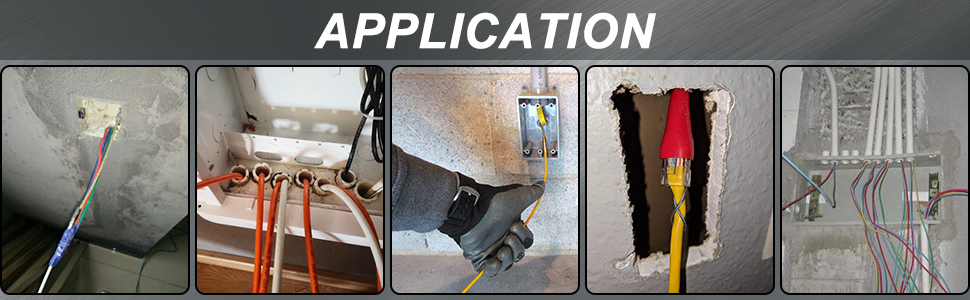 Fiberglass Running Electrical Wire Cable Pulling Fish Tape Kit with 5 Different Attachments