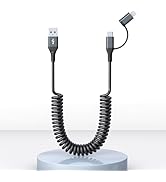 USB-C and Lightning Cable 2 in 1 Combo Apple Carplay &amp; Android Auto,3A Fast Charging &amp; Data Sync[...