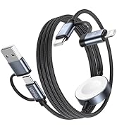 2025 Upgraded 6 in 1 USB C Multi Charging Cable for Apple Watch Charger,60W Travel Essentials Mul...