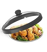 Microwave Glass Cover Splatter Guard Lid with Anti-scald Silicone Handles and Vented Edge for Foo...