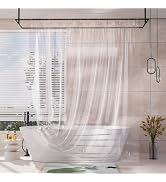 AmazerBath Shower Curtain Liner, 100% EVA Silky Soft Clear Heavy Duty Shower Curtain and Liner 2-...