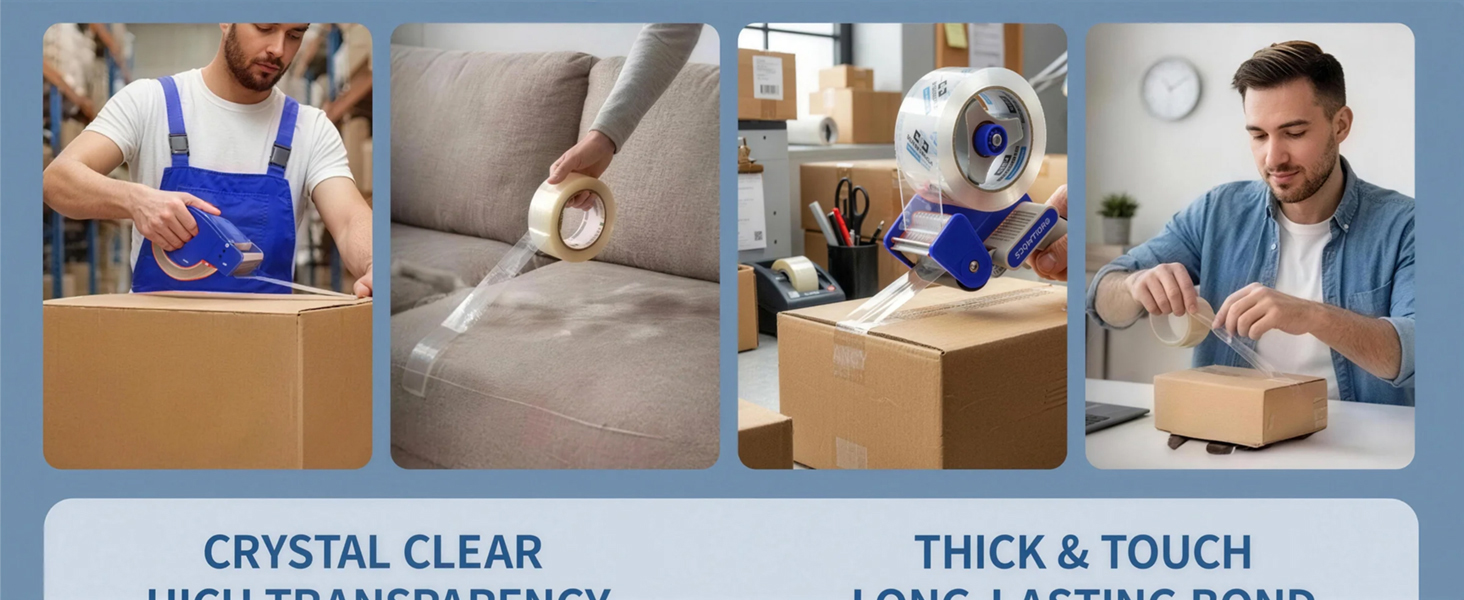 1.88 in clear shipping tape heavy duty 12 rolls bulk heavy duty packing boxing tape for shipping