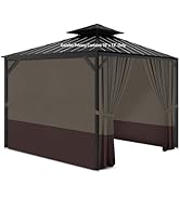 aonear Gazebo Privacy Curtains 10' x 12' with Zipper 4-Panels Side Wall Universal Replacement for...