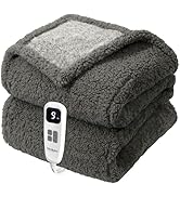 blunique Heated Blanket Electric Blanket Throw - Fast Heating Blanket Throw Double Sided Sherpa U...