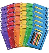 Pencil Pouch for 3 Ring Binder, Bulk 36 Pack 3-Holes Zipper Pencil Pouches in Assorted Colors, St...