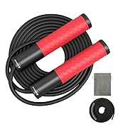 BURNCALO Weighted Jump Rope for Men, Women (1.5LB) - Alloy Steel Handles, Speed Skipping Rope, Gy...