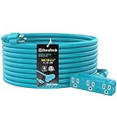DuraTech Extension Cord, 25 ft Outdoor Extension Cord with Multiple Outlets, 14AWG/3C SJTW, 15Amp...