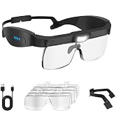 Magnifying Glass with Light, 0.75X to 4.0X Rechargeable Magnifier Headset, Hands Free Head Mount ...
