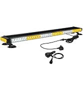 WOWTOU Roof Top Safety Flashing 80 LED Amber White Emergency Strobe Light Bar for Trucks Snow Plo...