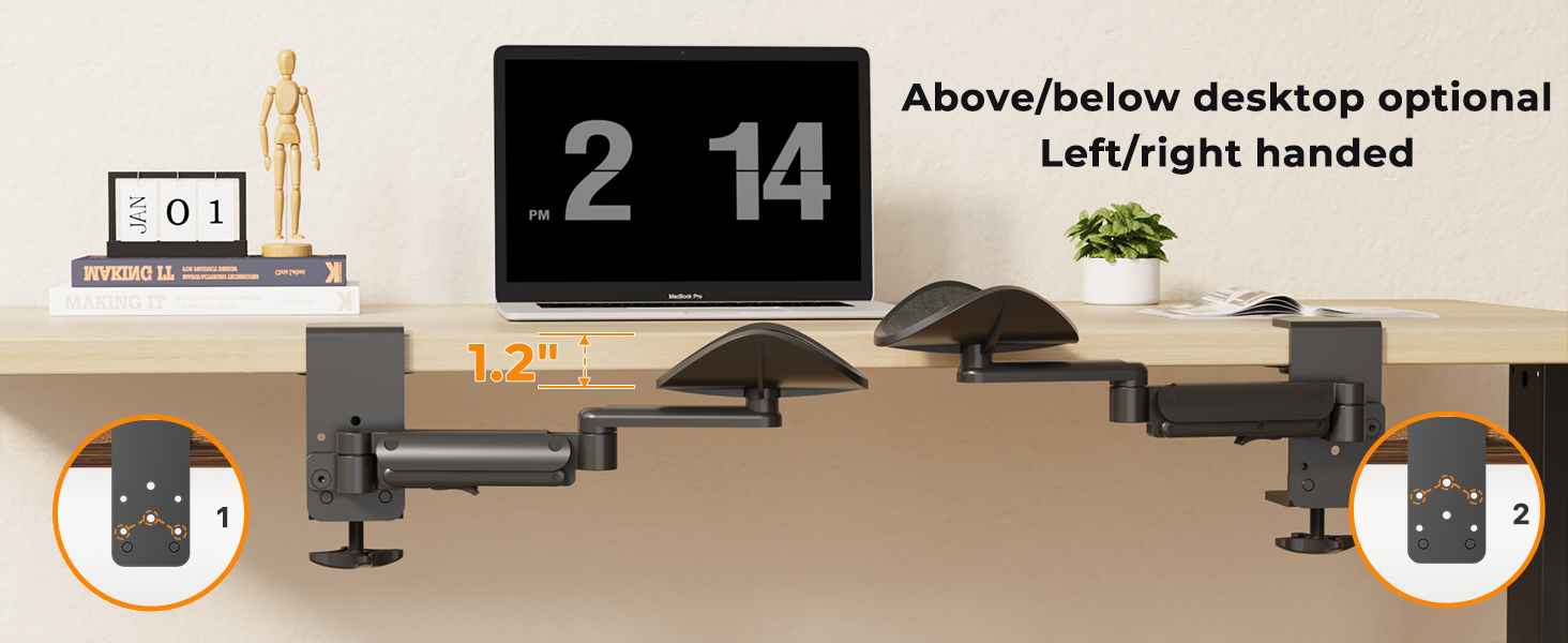 below desktop armrest