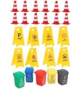 Toddmomy Road Signs for Kids, 25pcs Mini Traffic Signs Miniature Traffic Cones and Signs Mini Str...