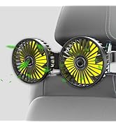 Qidoe Car Fan for Backseat, Dual Head USB Vehicle Seat Fans, 360° Rotatable Strong Wind Rear Head...