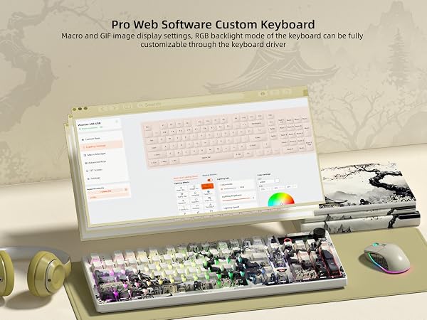 Womier L98 Retro Wireless Mechanical Creamy Keyboard with TFT Screen&amp;amp;Knob